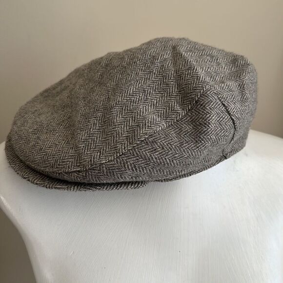 The Worlds Best Vintage Tan Chevron Pattern Flat Hat Cap XL - Picture 2 of 8